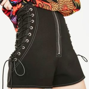 Dolls Kill Jaded London Padlock Zip Lace up Shorts